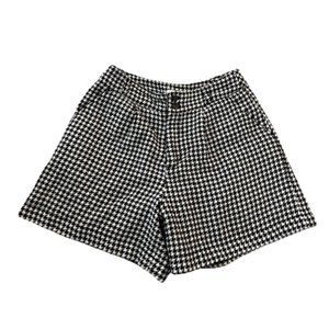 Women Black and White Plaid Shorts